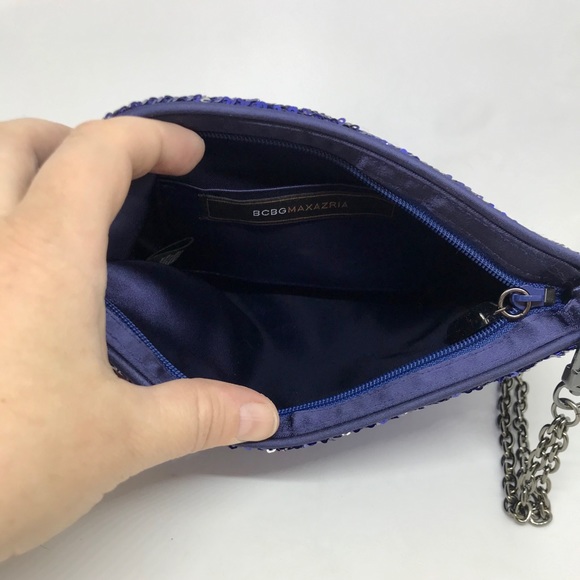BCBGMaxazria Sequined Clutch Purse - Blue & Silver - Picture 4 of 8